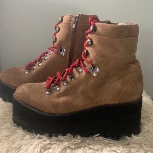 Jeffrey Campbell suede  ankle platform boots